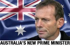 Abbott with Australian flag